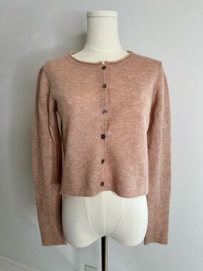 Peruvian Connection Ballet Pink Courtney Crop Cardigan Baby Alpaca size M